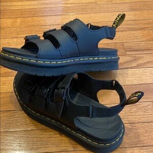 Dr. Martens Black Sandals with Yellow Accents